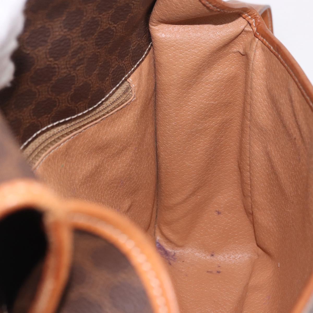 CELINE Macadam Shoulder Bag PVC Leather Brown Gold Auth 191021