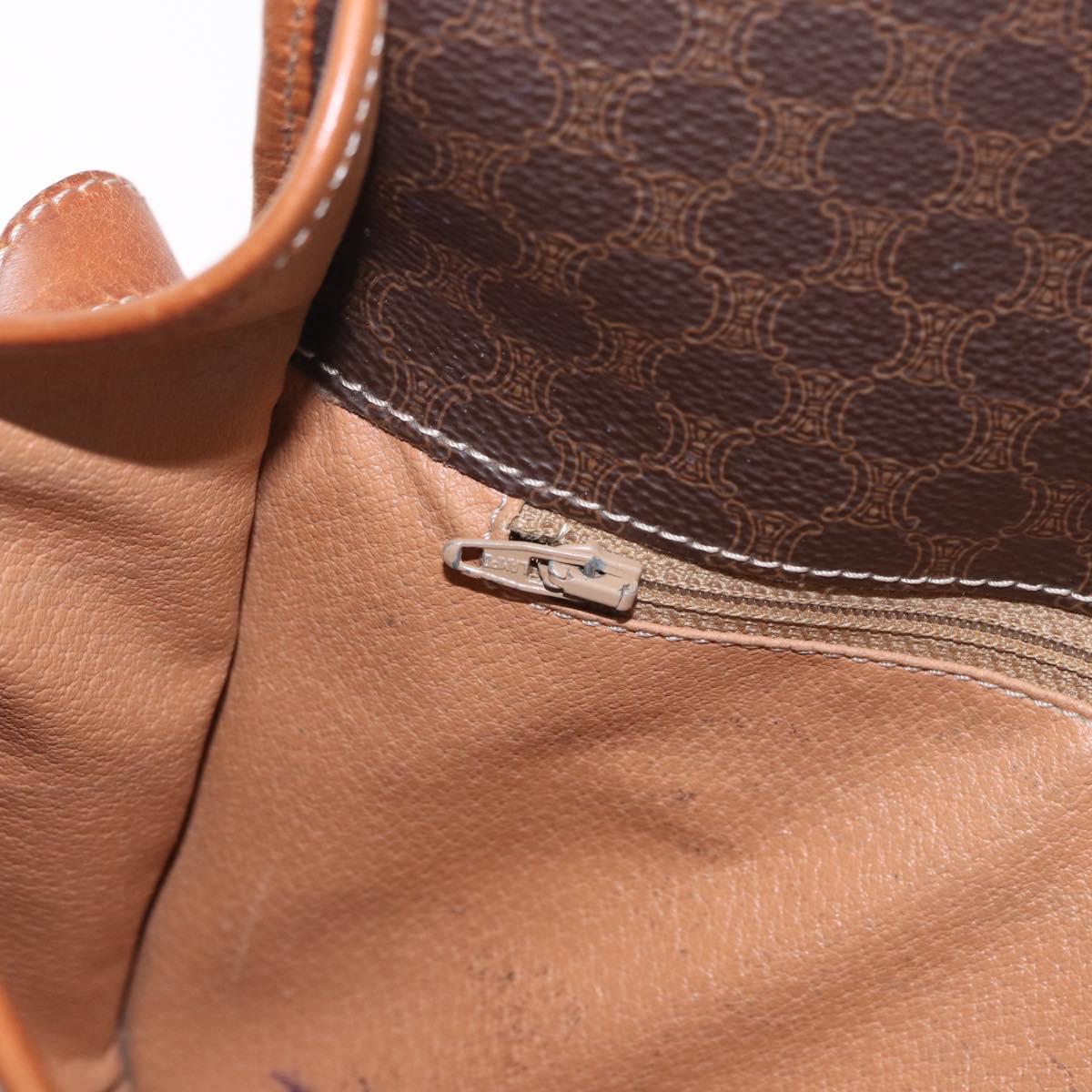 CELINE Macadam Shoulder Bag PVC Leather Brown Gold Auth 191021