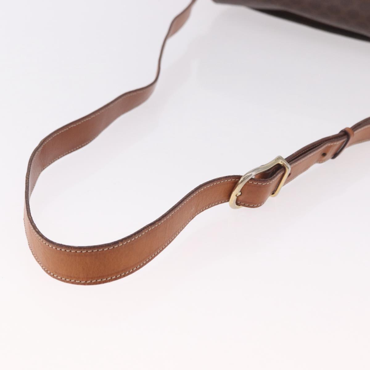 CELINE Macadam Shoulder Bag PVC Leather Brown Gold Auth 191021