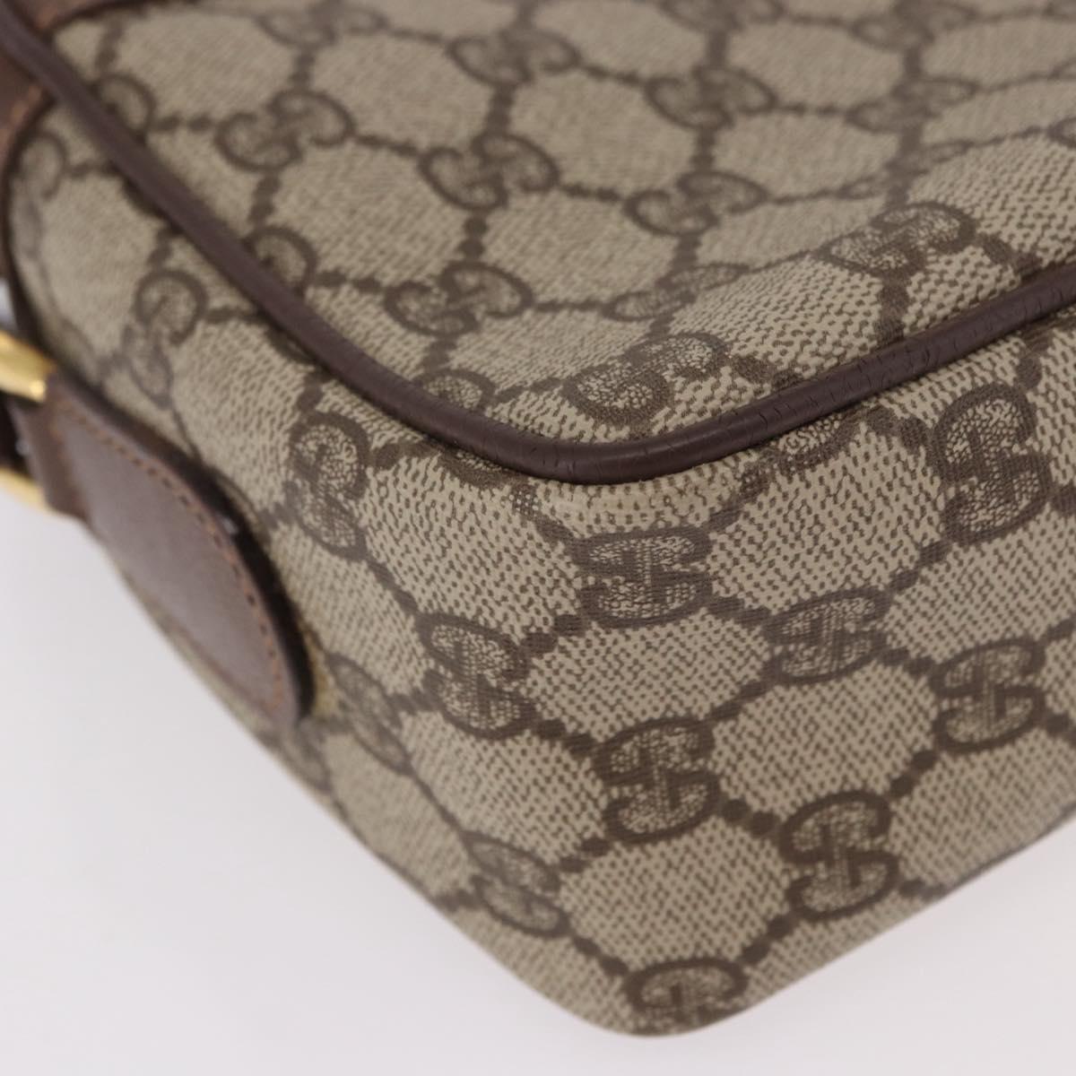GUCCI GG Supreme Shoulder Bag PVC Leather Beige Gold Auth 191022
