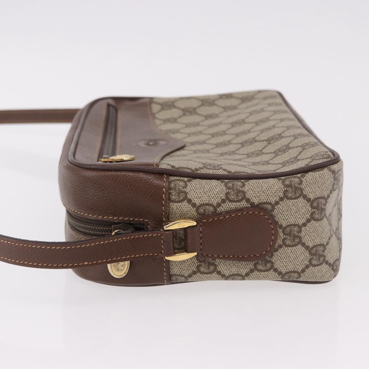 GUCCI GG Supreme Shoulder Bag PVC Leather Beige Gold Auth 191022