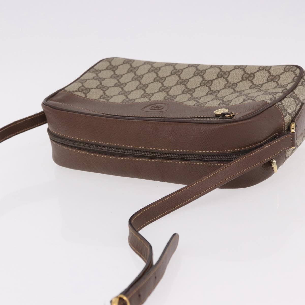 GUCCI GG Supreme Shoulder Bag PVC Leather Beige Gold Auth 191022