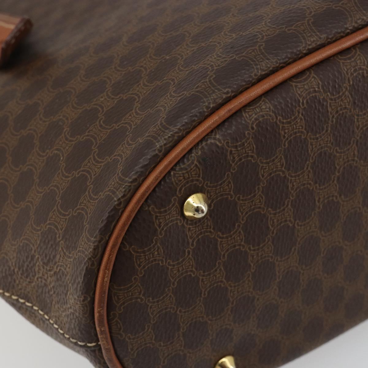 CELINE Macadam Tote Bag PVC Leather Brown Gold Auth 191023A