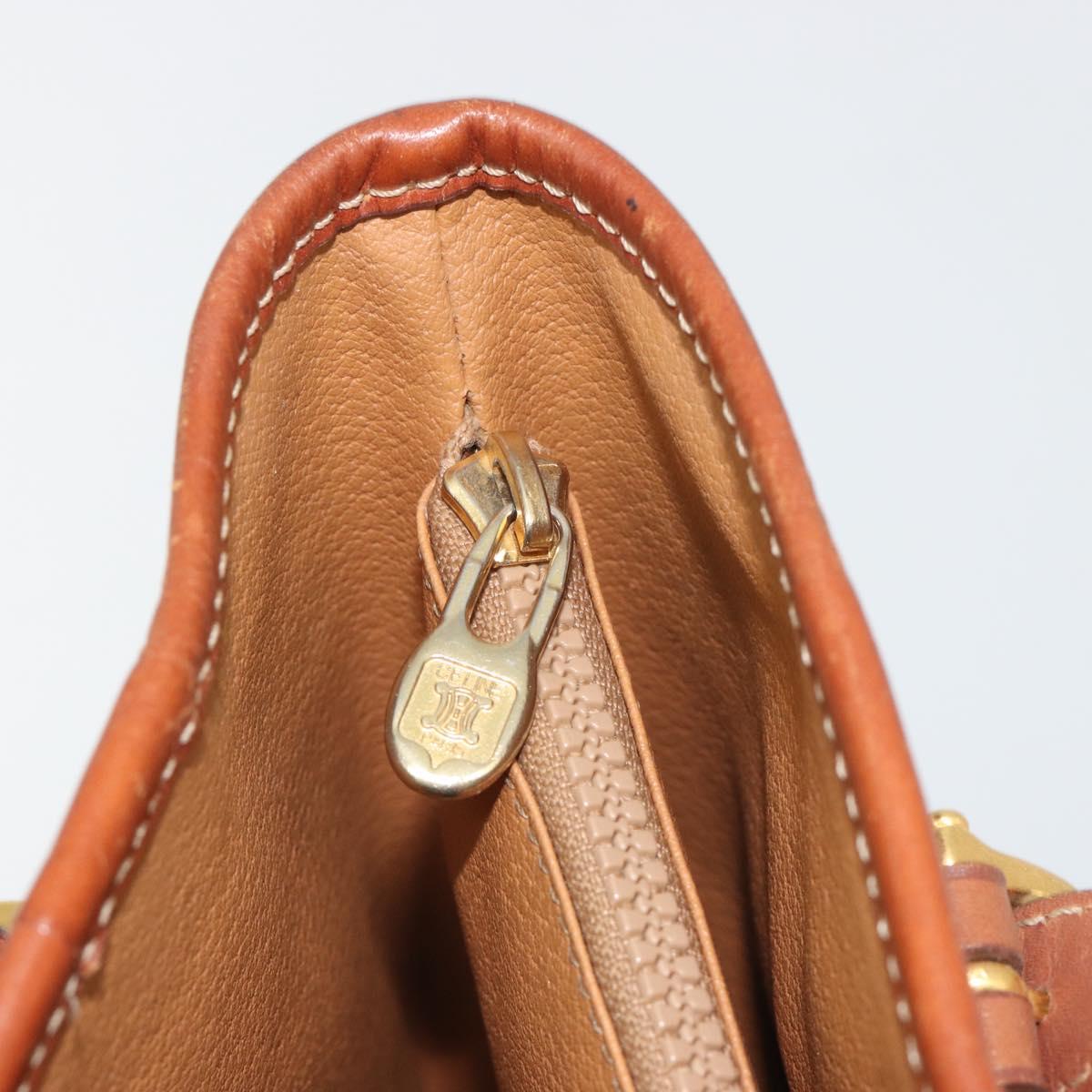CELINE Macadam Tote Bag PVC Leather Brown Gold Auth 191023A