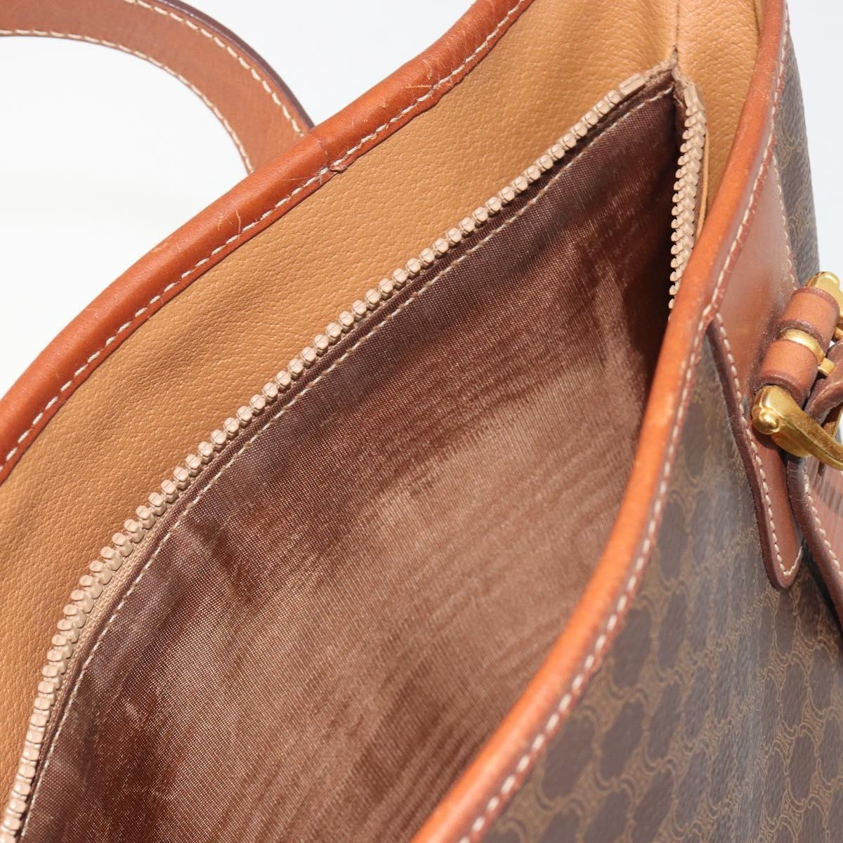 CELINE Macadam Tote Bag PVC Leather Brown Gold Auth 191023A