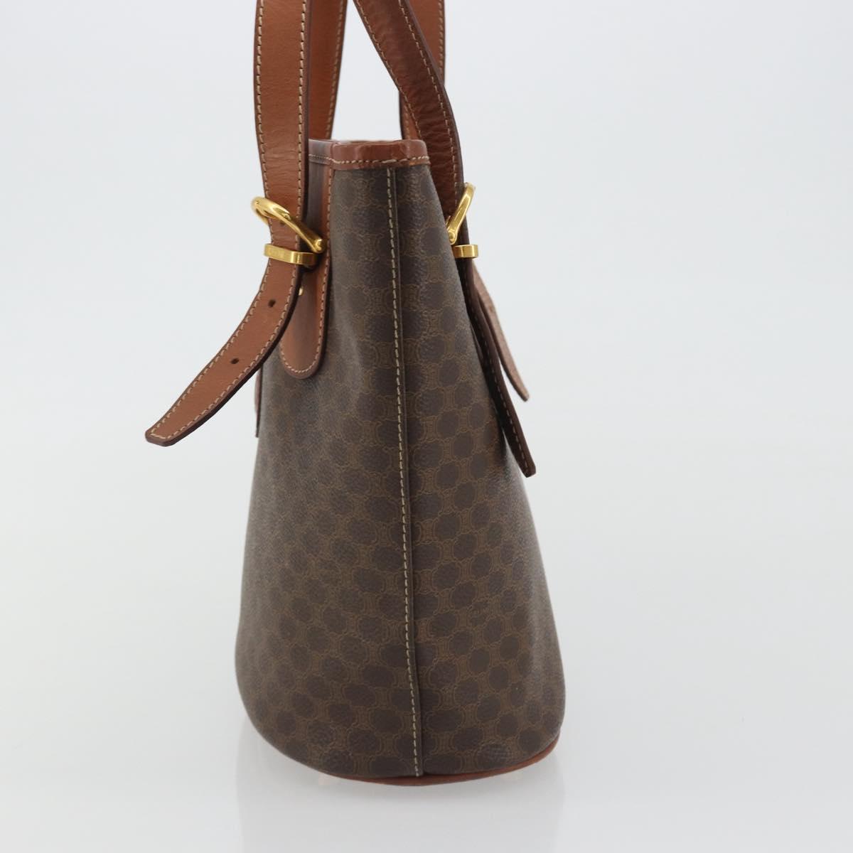 CELINE Macadam Tote Bag PVC Leather Brown Gold Auth 191023A