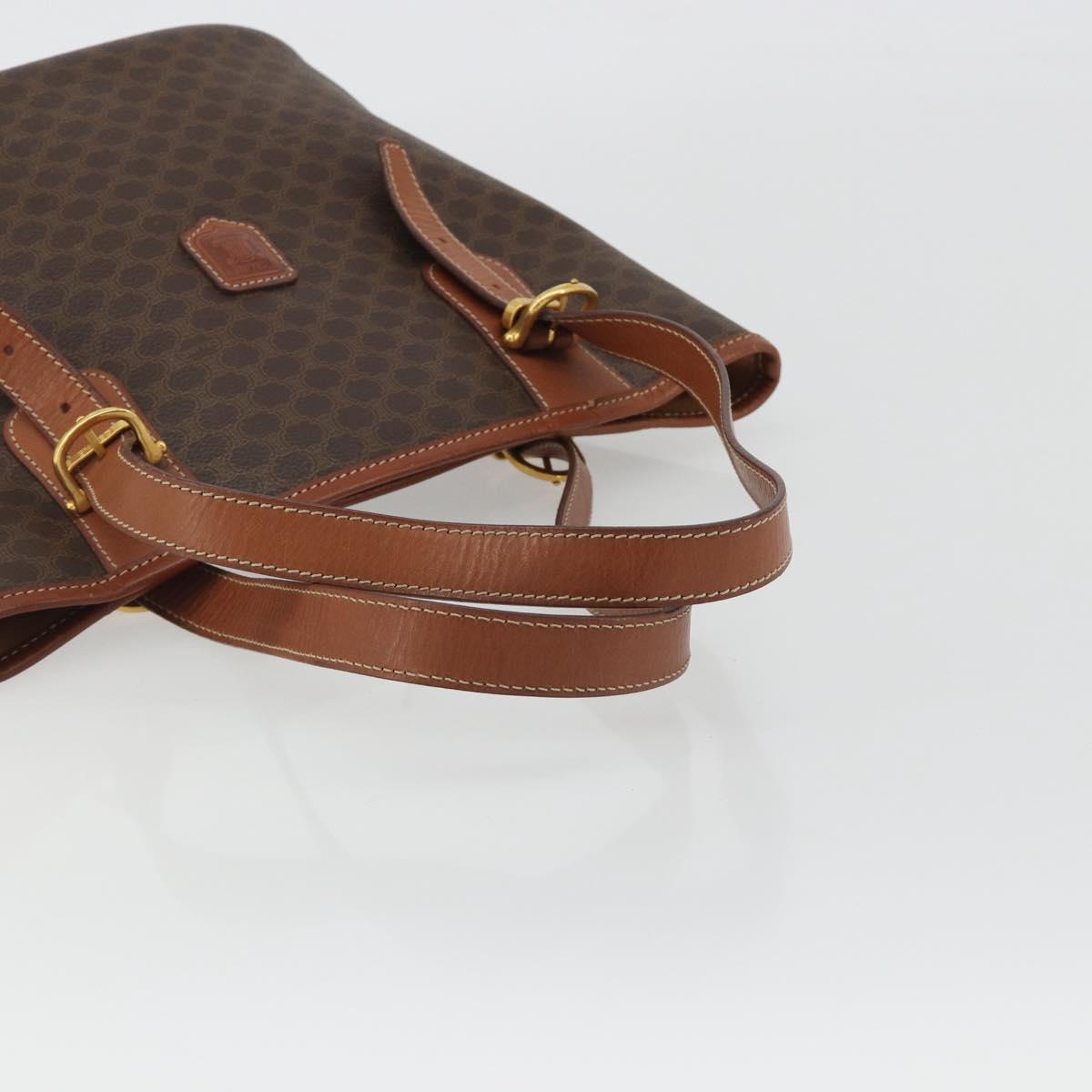 CELINE Macadam Tote Bag PVC Leather Brown Gold Auth 191023A