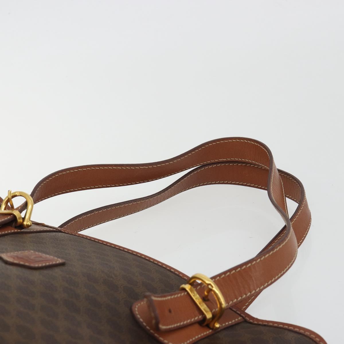 CELINE Macadam Tote Bag PVC Leather Brown Gold Auth 191023A