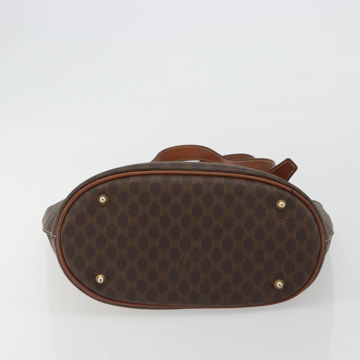 CELINE Macadam Tote Bag PVC Leather Brown Gold Auth 191023A