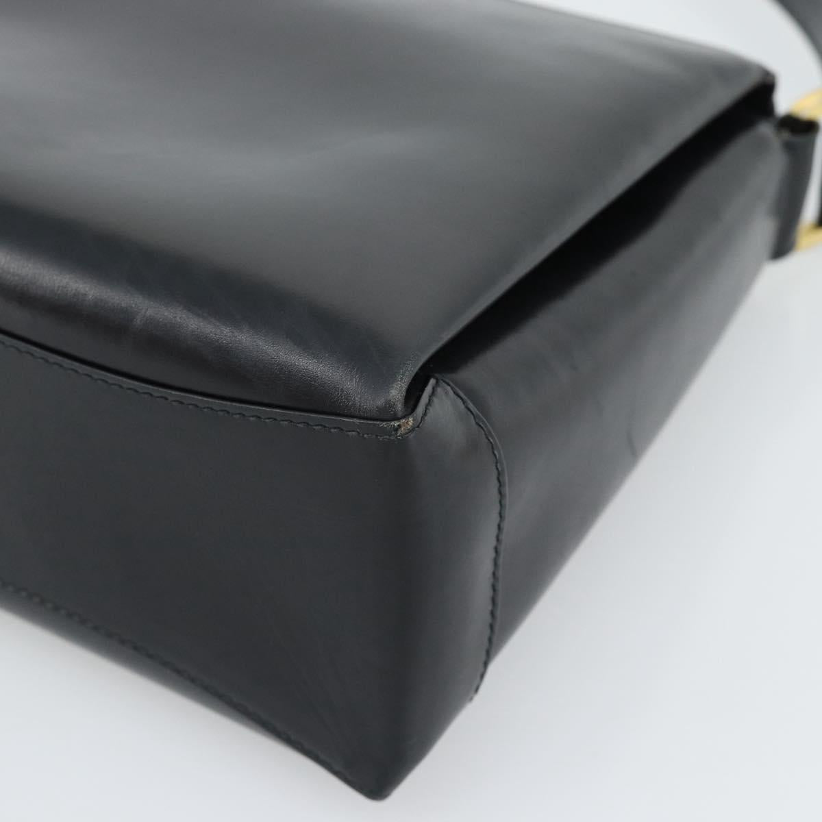 GUCCI Hand Bag Leather Black Gold 001 085 1368 Auth 191025