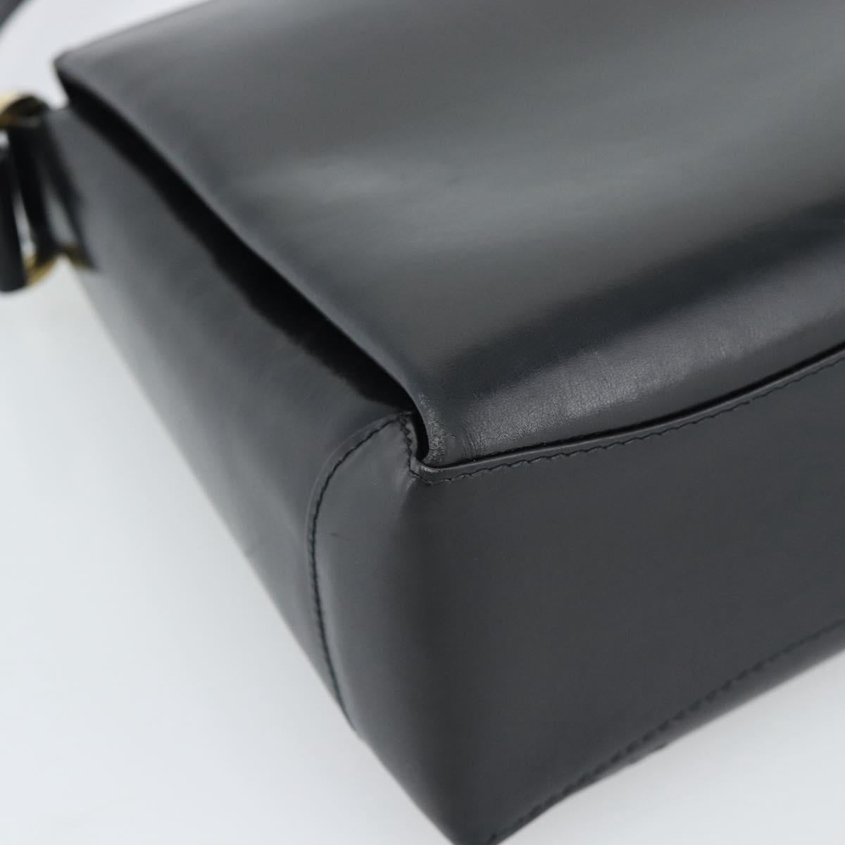 GUCCI Hand Bag Leather Black Gold 001 085 1368 Auth 191025