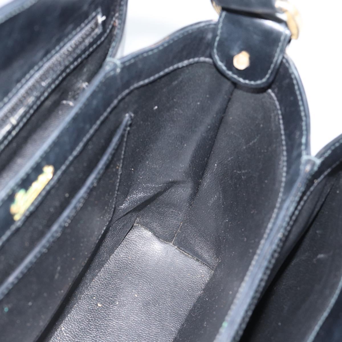 GUCCI Hand Bag Leather Black Gold 001 085 1368 Auth 191025