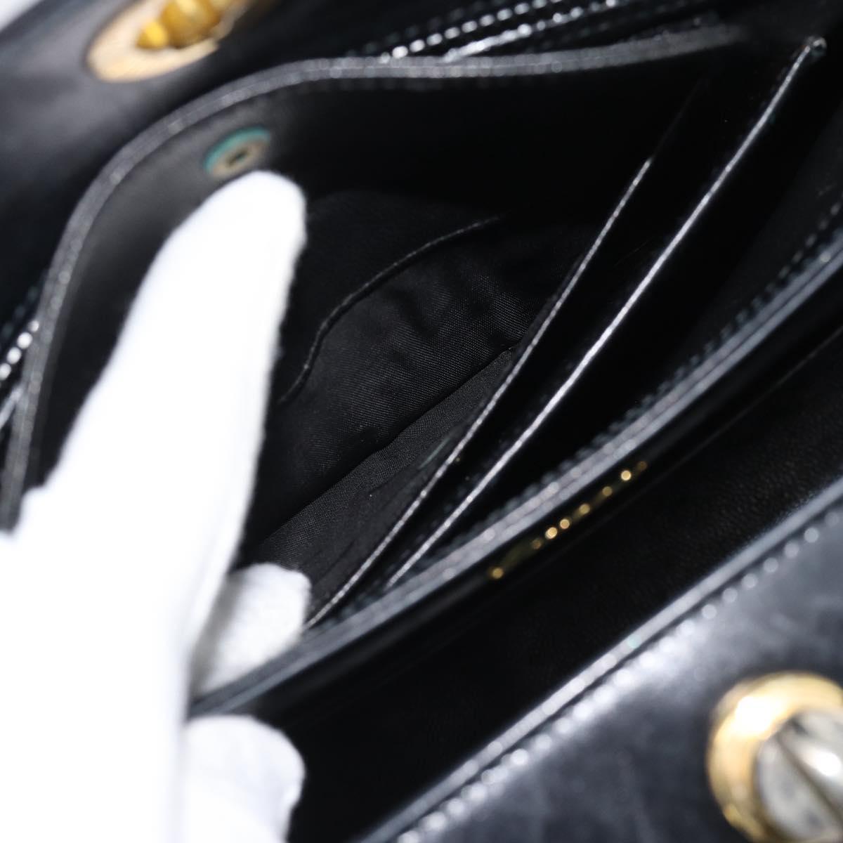 GUCCI Hand Bag Leather Black Gold 001 085 1368 Auth 191025