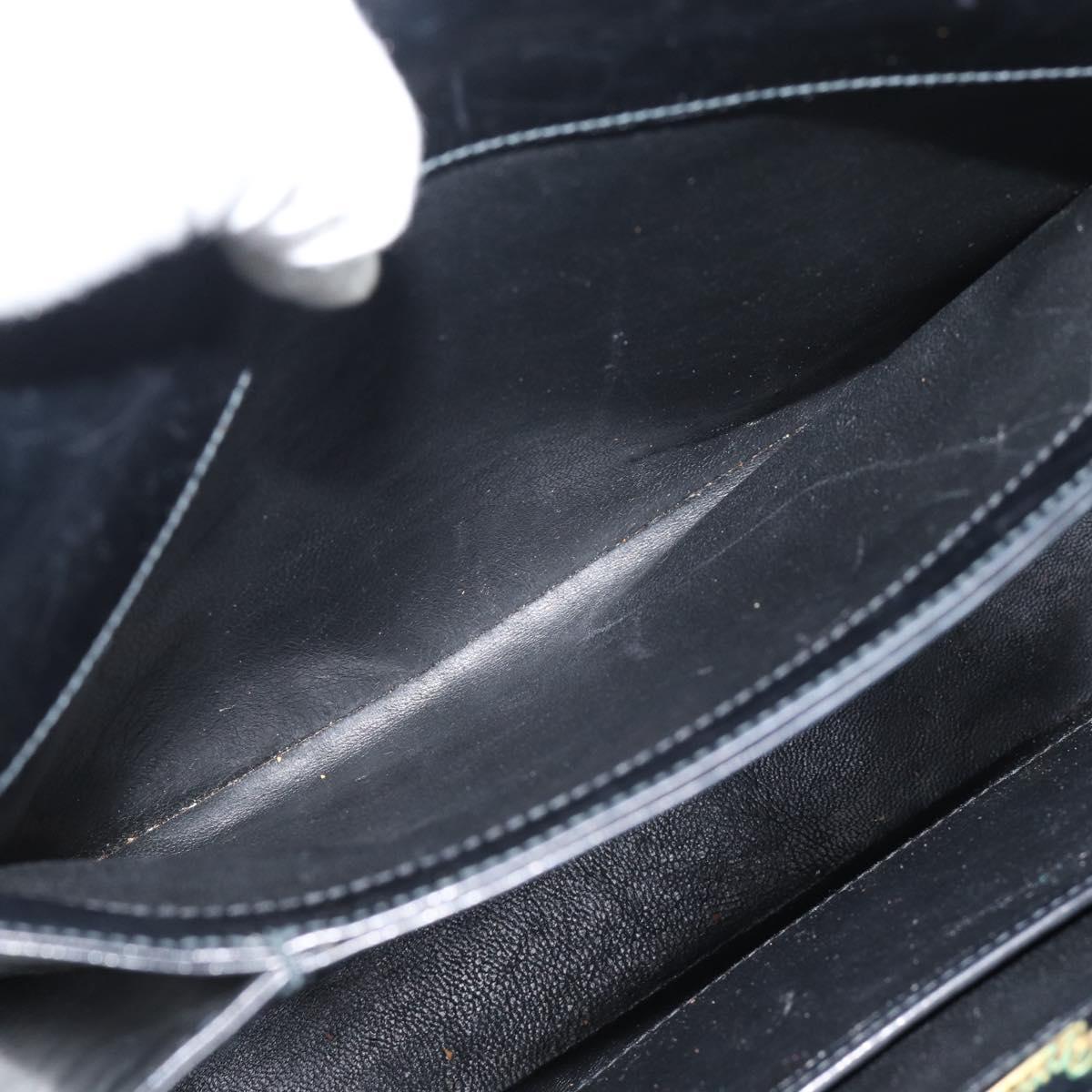 GUCCI Hand Bag Leather Black Gold 001 085 1368 Auth 191025