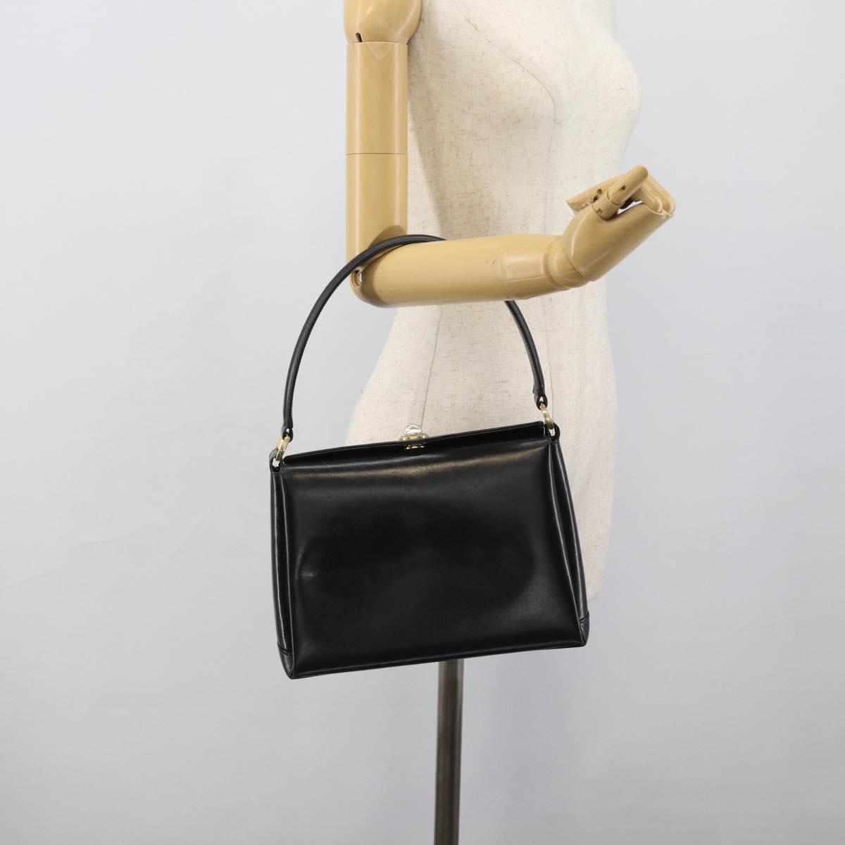 GUCCI Hand Bag Leather Black Gold 001 085 1368 Auth 191025