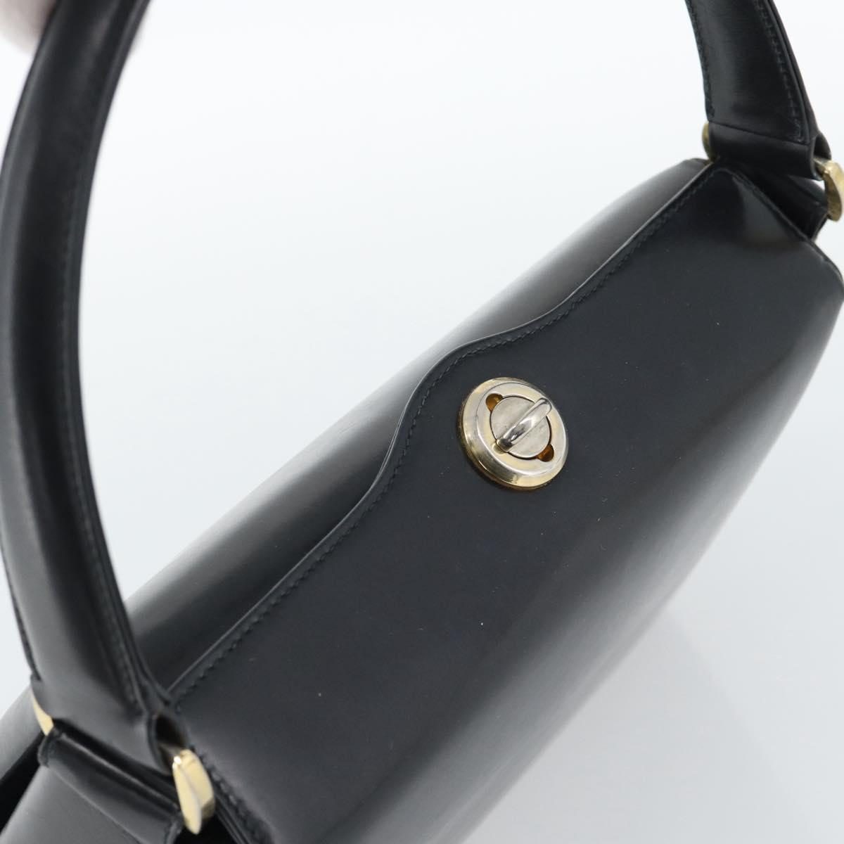 GUCCI Hand Bag Leather Black Gold 001 085 1368 Auth 191025