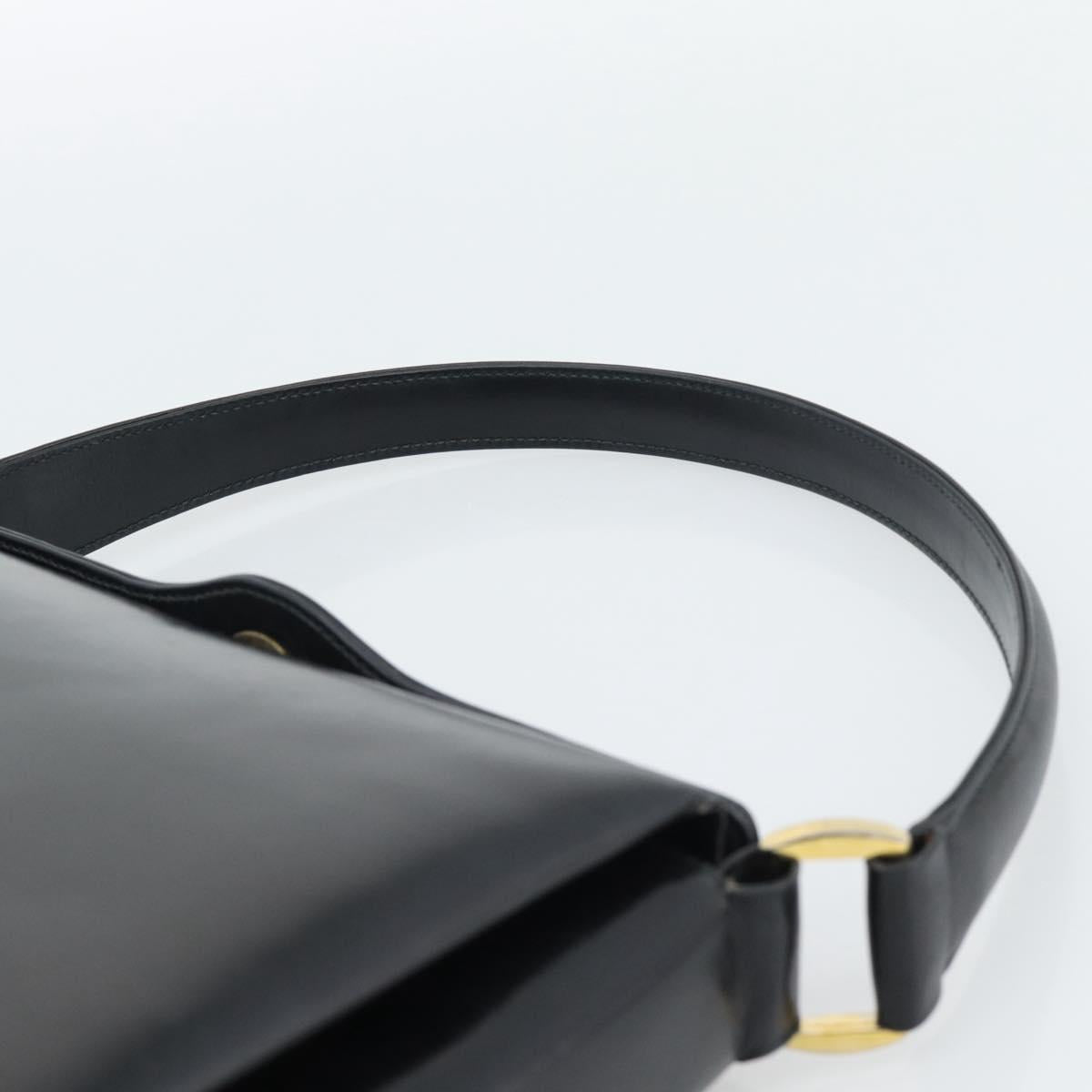GUCCI Hand Bag Leather Black Gold 001 085 1368 Auth 191025