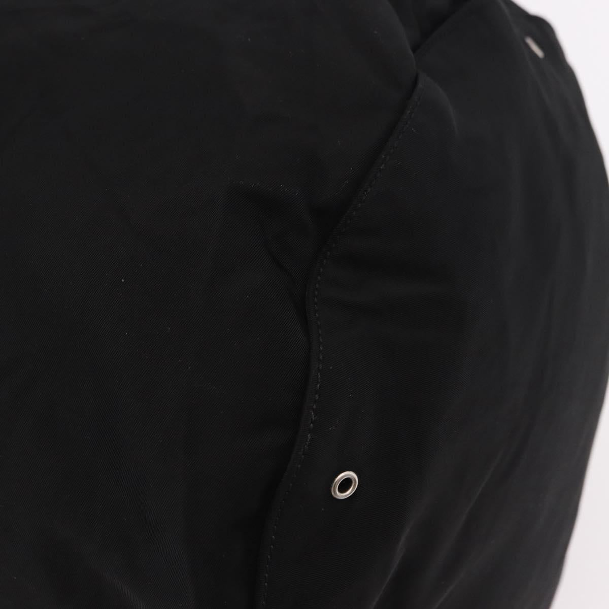PRADA Drawstring Shoulder Bag Nylon Black Silver Auth 191026A