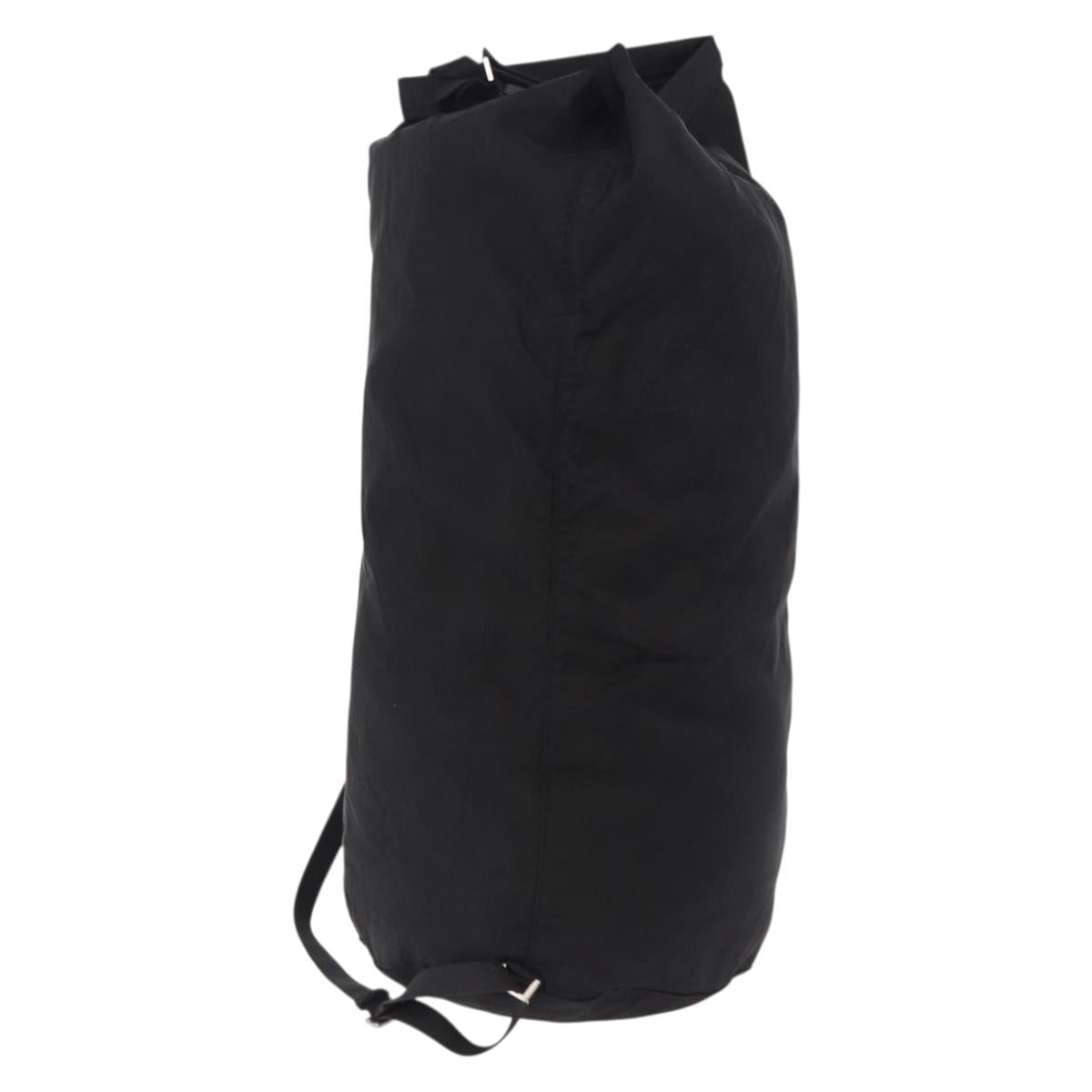 PRADA Drawstring Shoulder Bag Nylon Black Silver Auth 191026A