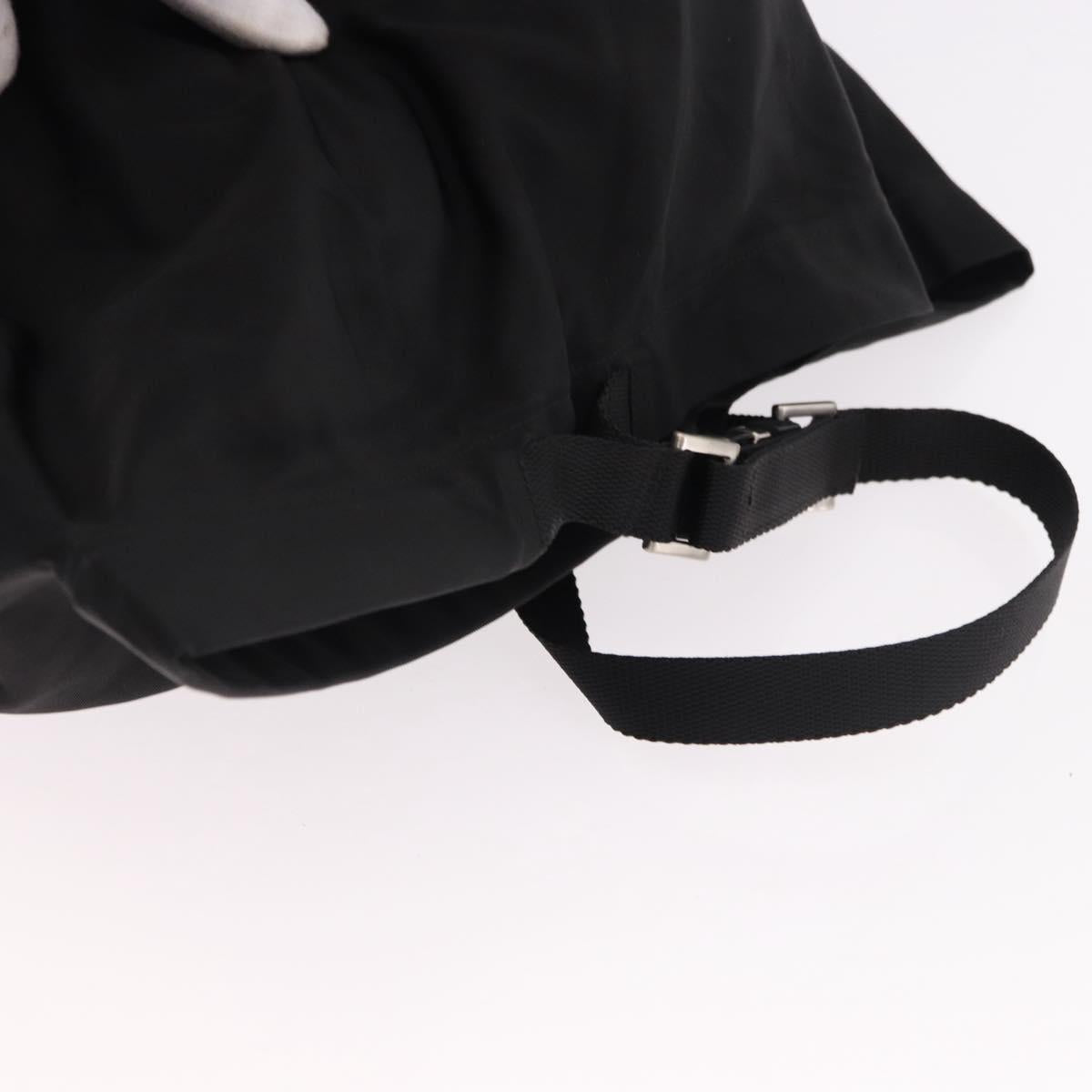 PRADA Drawstring Shoulder Bag Nylon Black Silver Auth 191026A