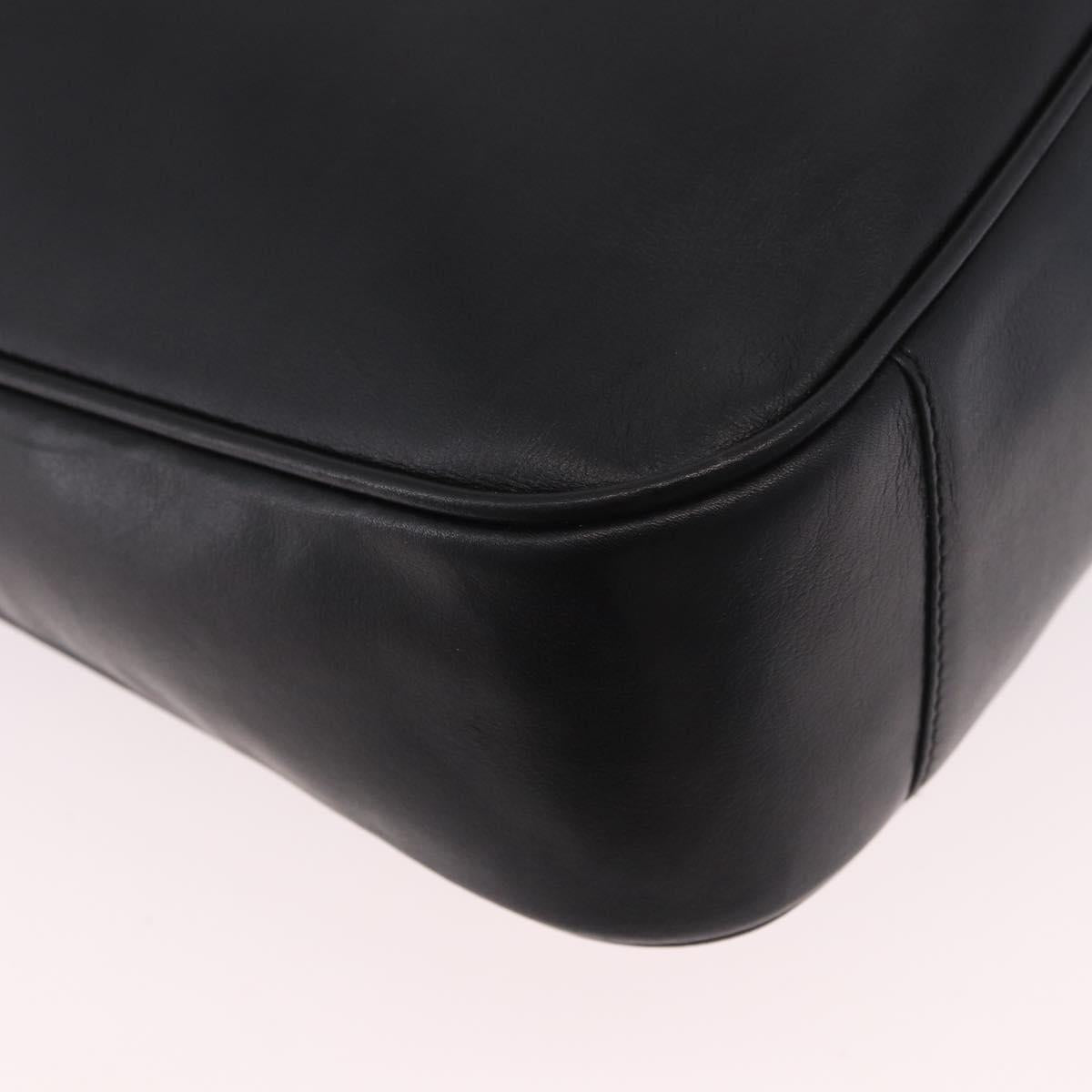 GUCCI Bamboo Hand Bag Leather 2way Black Gold 001 3444 Auth 191028