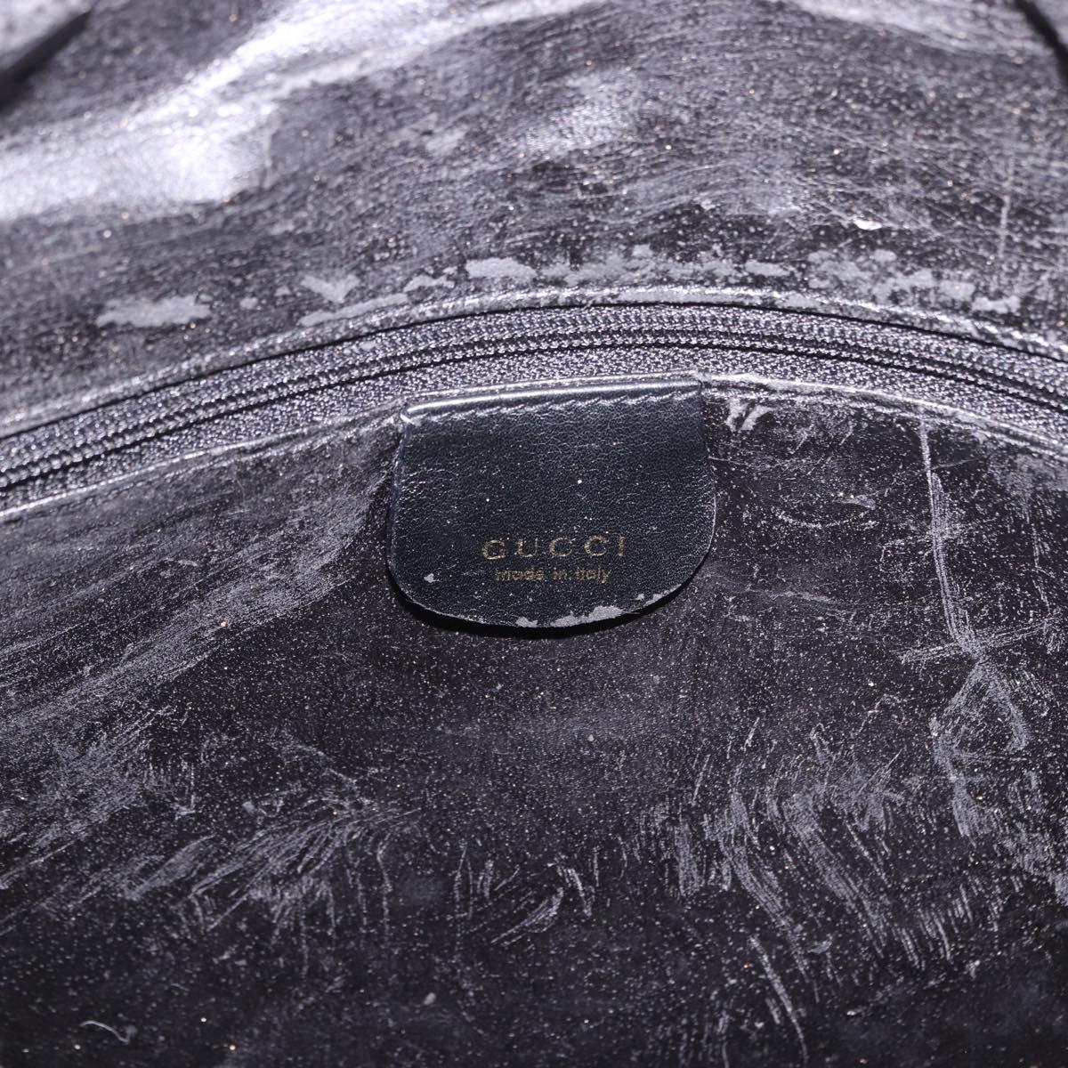 GUCCI Bamboo Hand Bag Leather 2way Black Gold 001 3444 Auth 191028