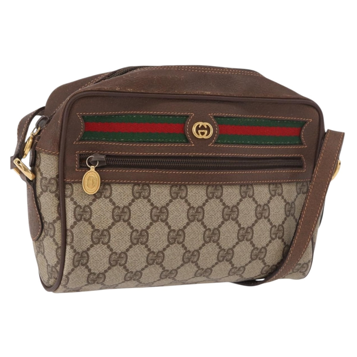 GUCCI GG Supreme Shoulder Bag PVC Leather Beige Gold 56 01 087 Auth 191029