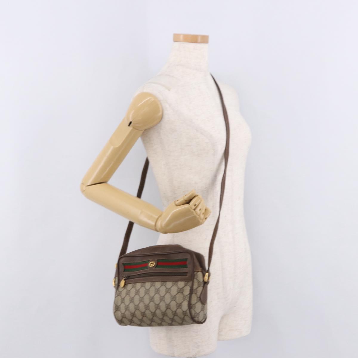 GUCCI GG Supreme Shoulder Bag PVC Leather Beige Gold 56 01 087 Auth 191029