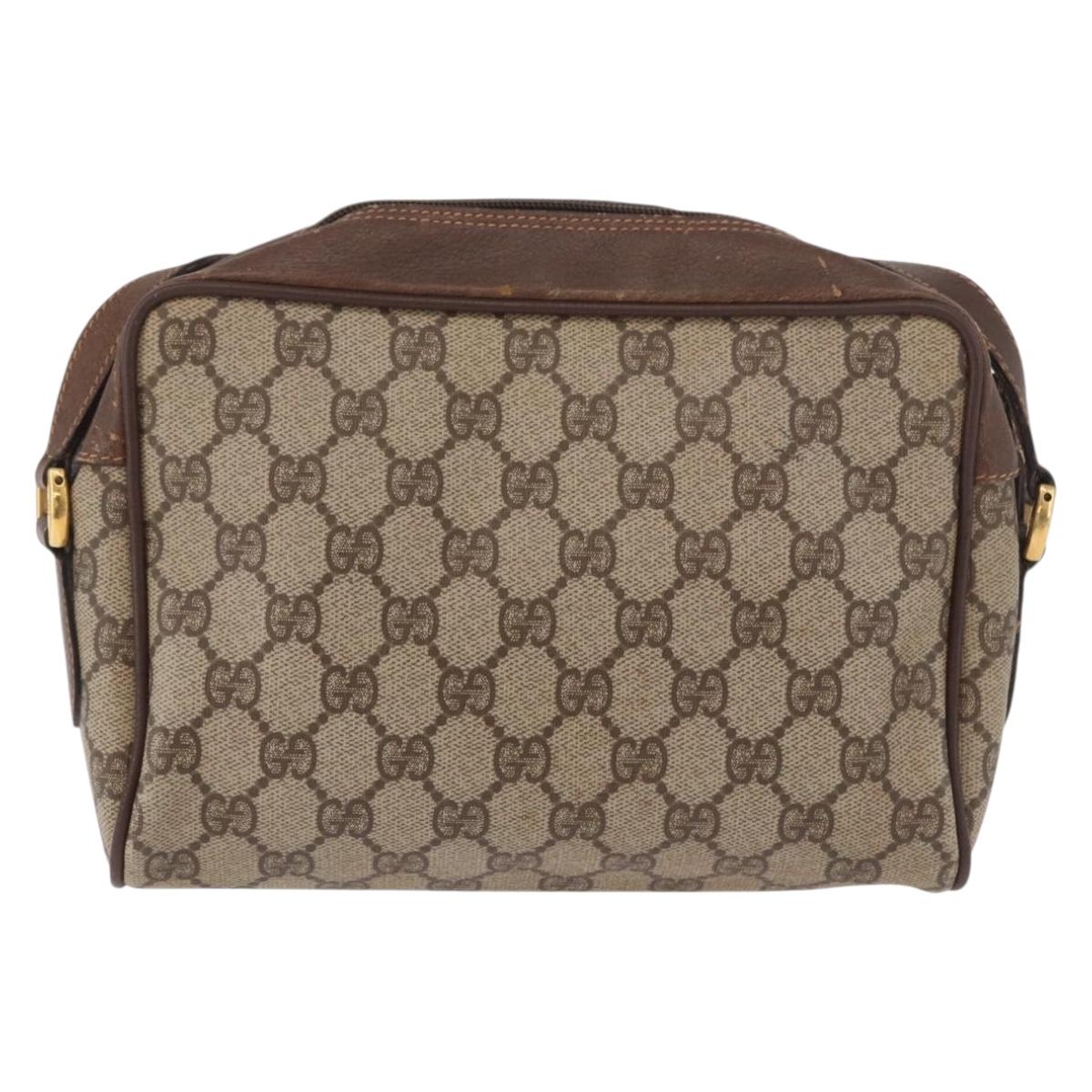 GUCCI GG Supreme Shoulder Bag PVC Leather Beige Gold 56 01 087 Auth 191029
