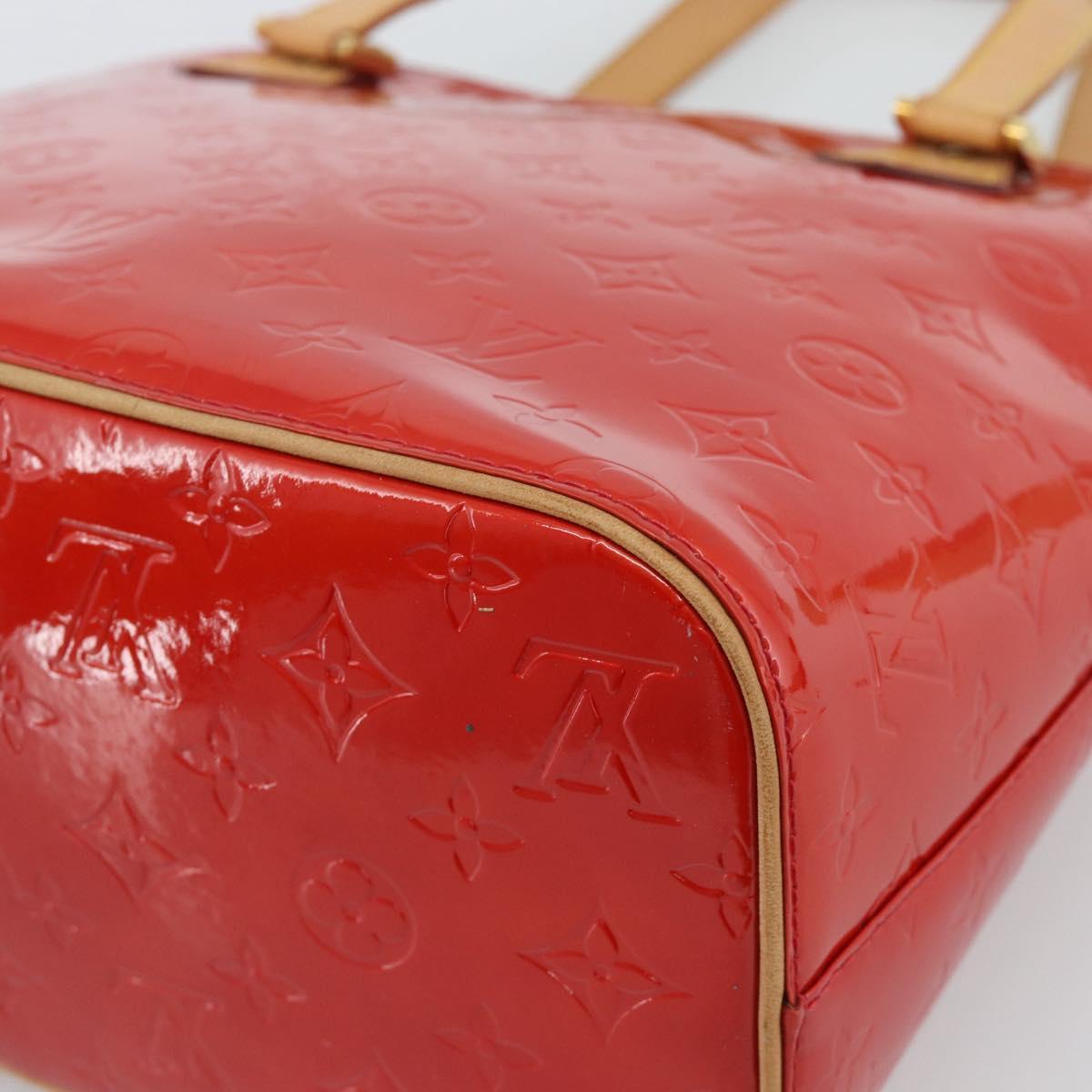 LOUIS VUITTON Monogram Vernis Houston Hand Bag Red M91092 LV Auth 191032
