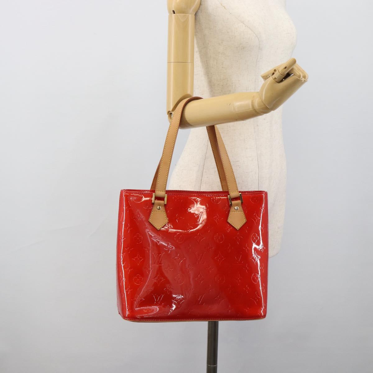 LOUIS VUITTON Monogram Vernis Houston Hand Bag Red M91092 LV Auth 191032