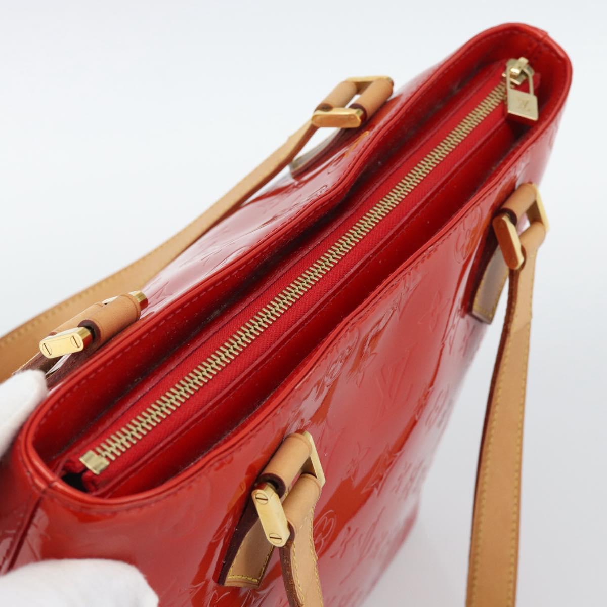LOUIS VUITTON Monogram Vernis Houston Hand Bag Red M91092 LV Auth 191032