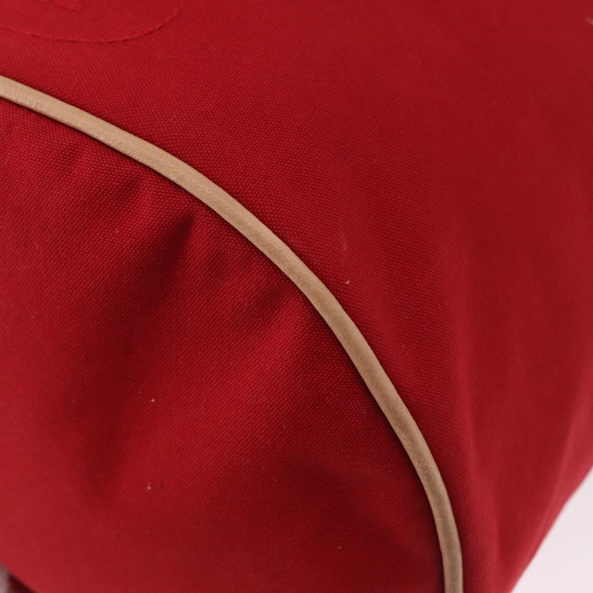 HERMES Porochon Mimir PM Shoulder Bag Canvas Red Gold Auth 191033A