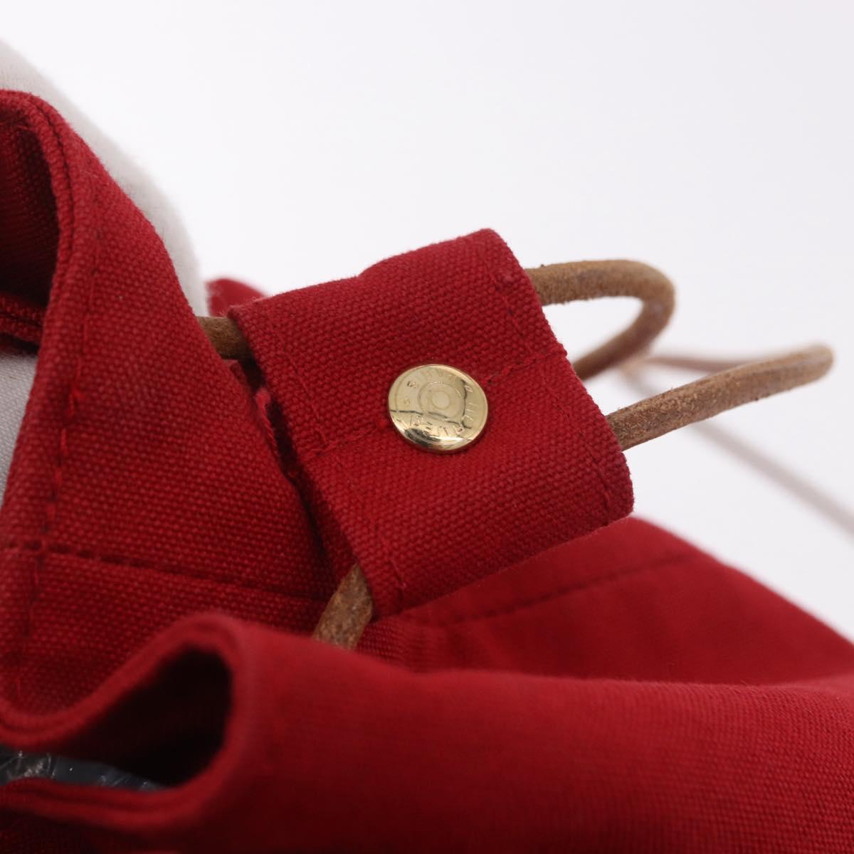 HERMES Porochon Mimir PM Shoulder Bag Canvas Red Gold Auth 191033A