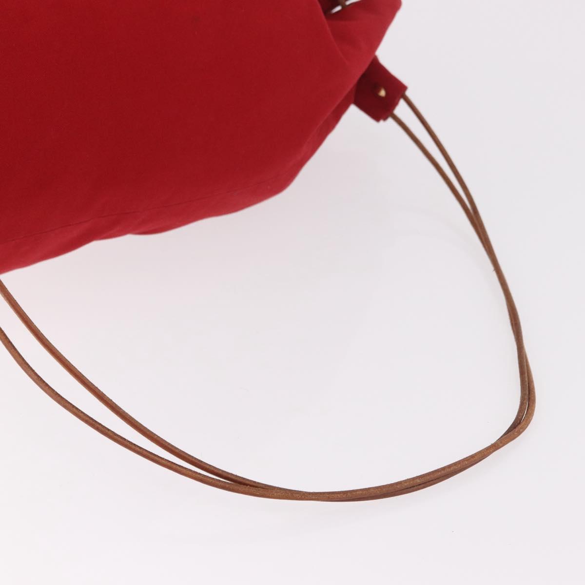 HERMES Porochon Mimir PM Shoulder Bag Canvas Red Gold Auth 191033A