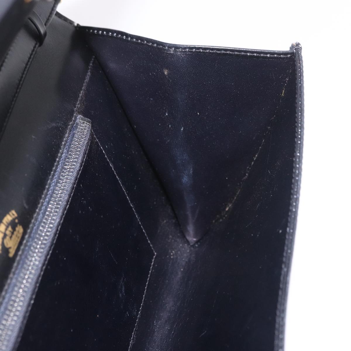 GUCCI Chain Shoulder Bag Leather Black Gold Auth 191035