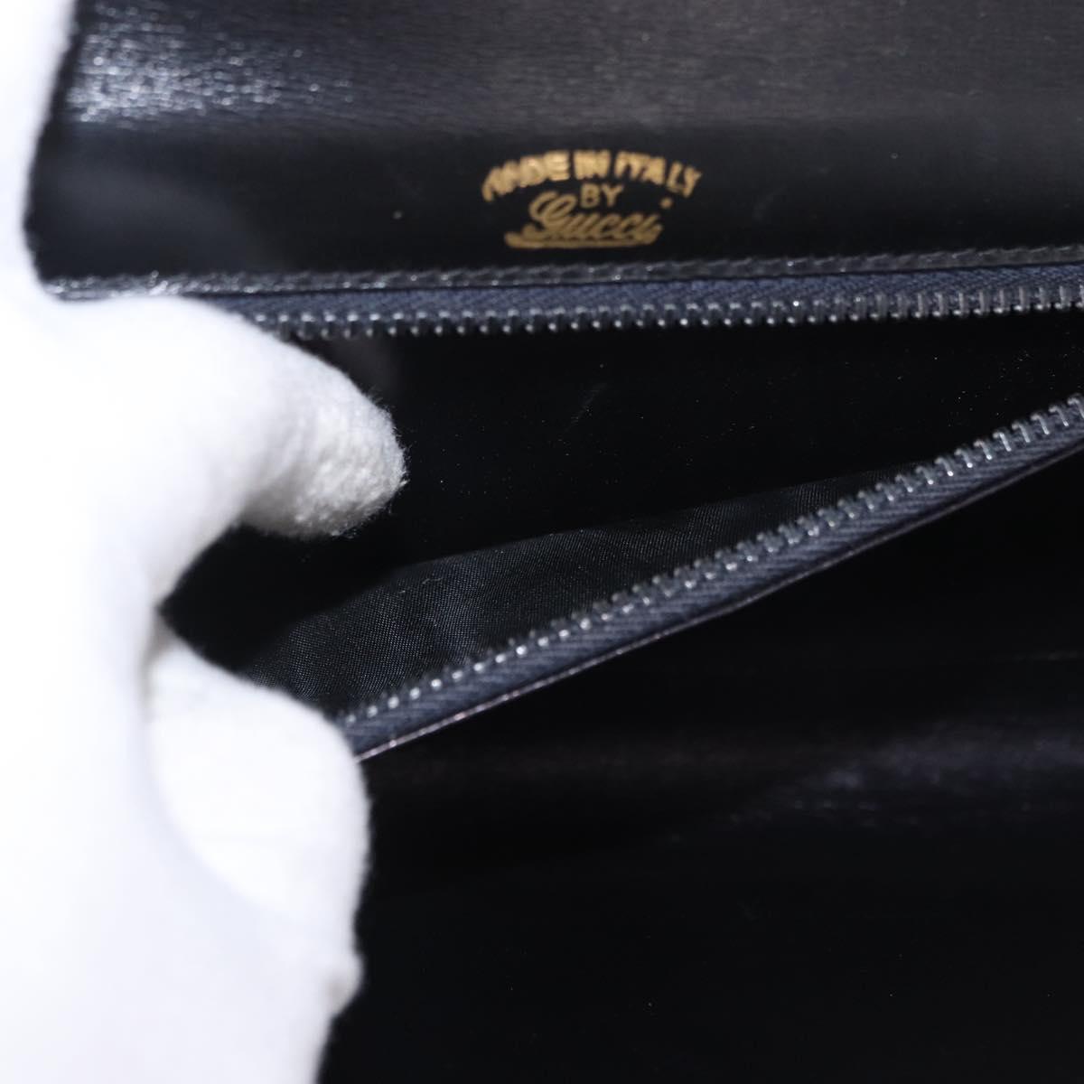 GUCCI Chain Shoulder Bag Leather Black Gold Auth 191035