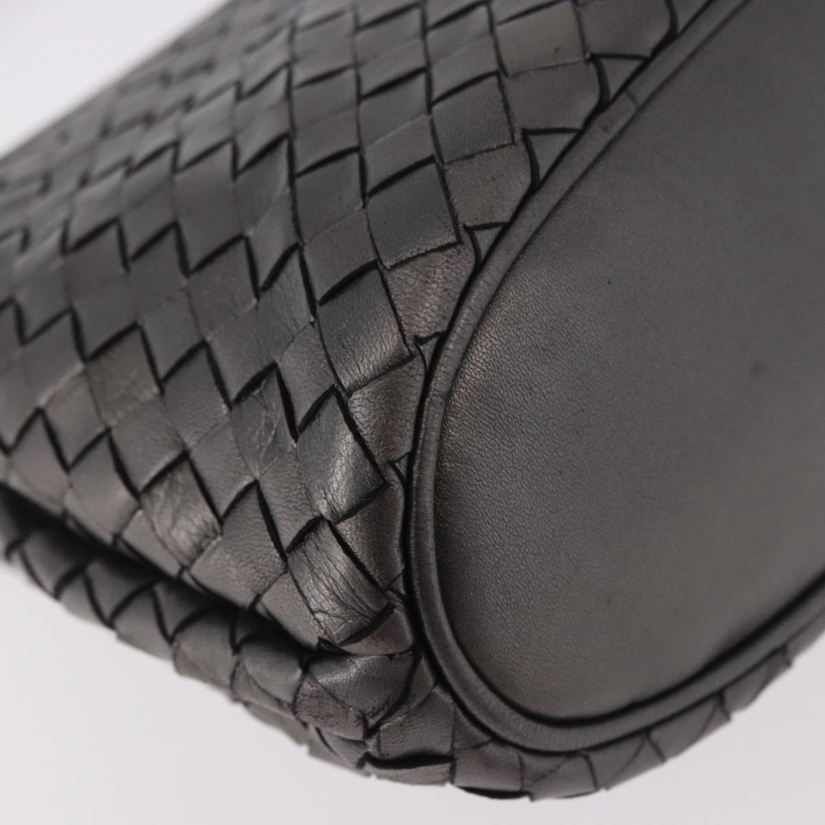 BOTTEGA VENETA INTRECCIATO Hand Bag Leather Gray Gold Auth 191037