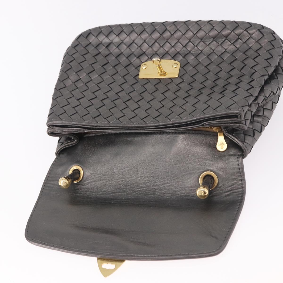 BOTTEGA VENETA INTRECCIATO Hand Bag Leather Gray Gold Auth 191037