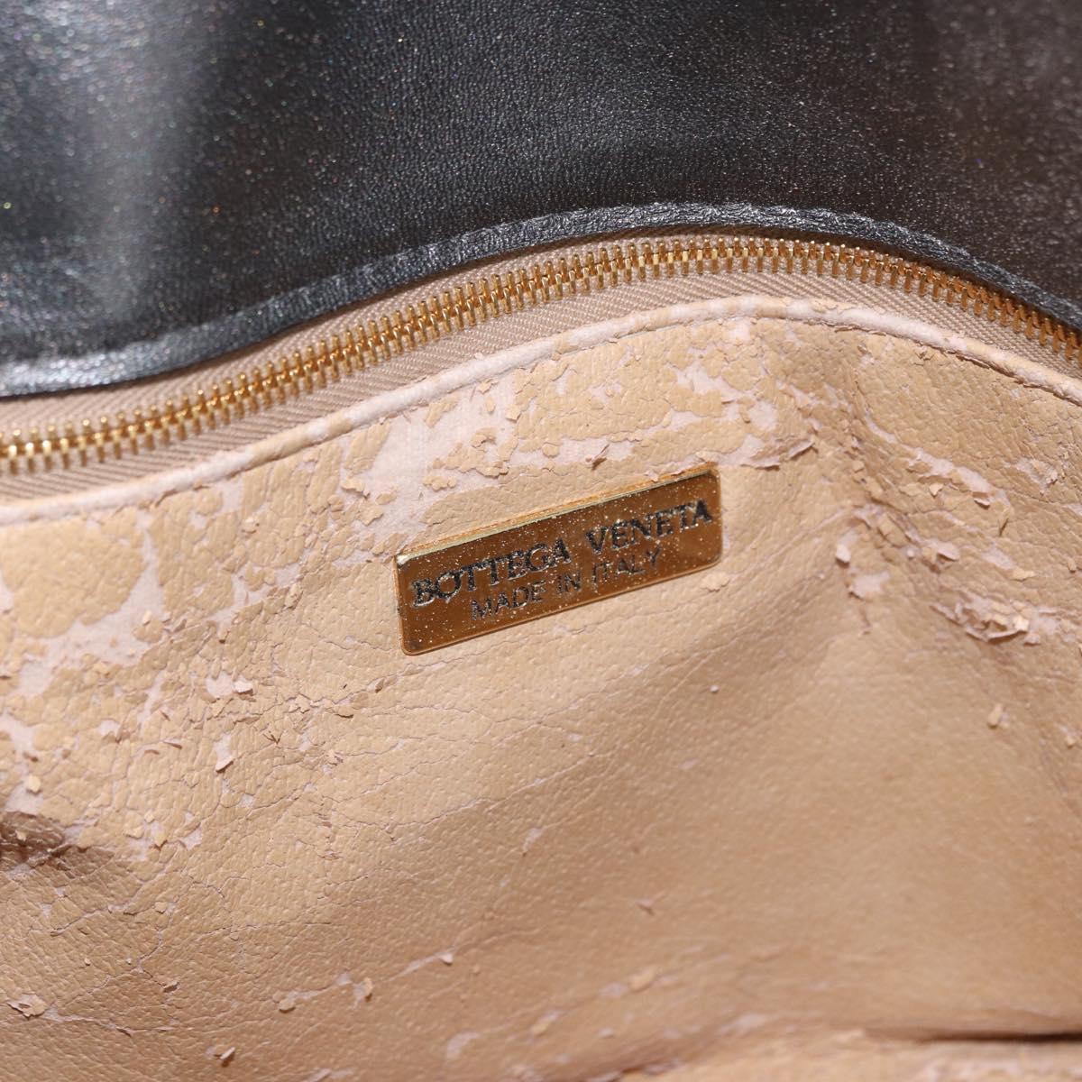 BOTTEGA VENETA INTRECCIATO Hand Bag Leather Gray Gold Auth 191037