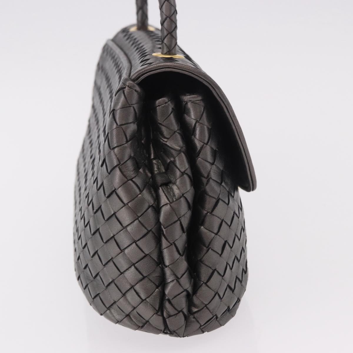 BOTTEGA VENETA INTRECCIATO Hand Bag Leather Gray Gold Auth 191037