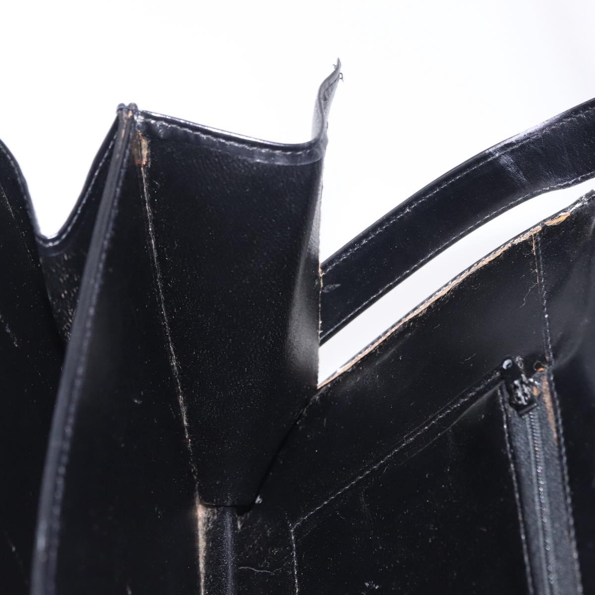 CELINE Shoulder Bag Leather Black Gold Auth 191038