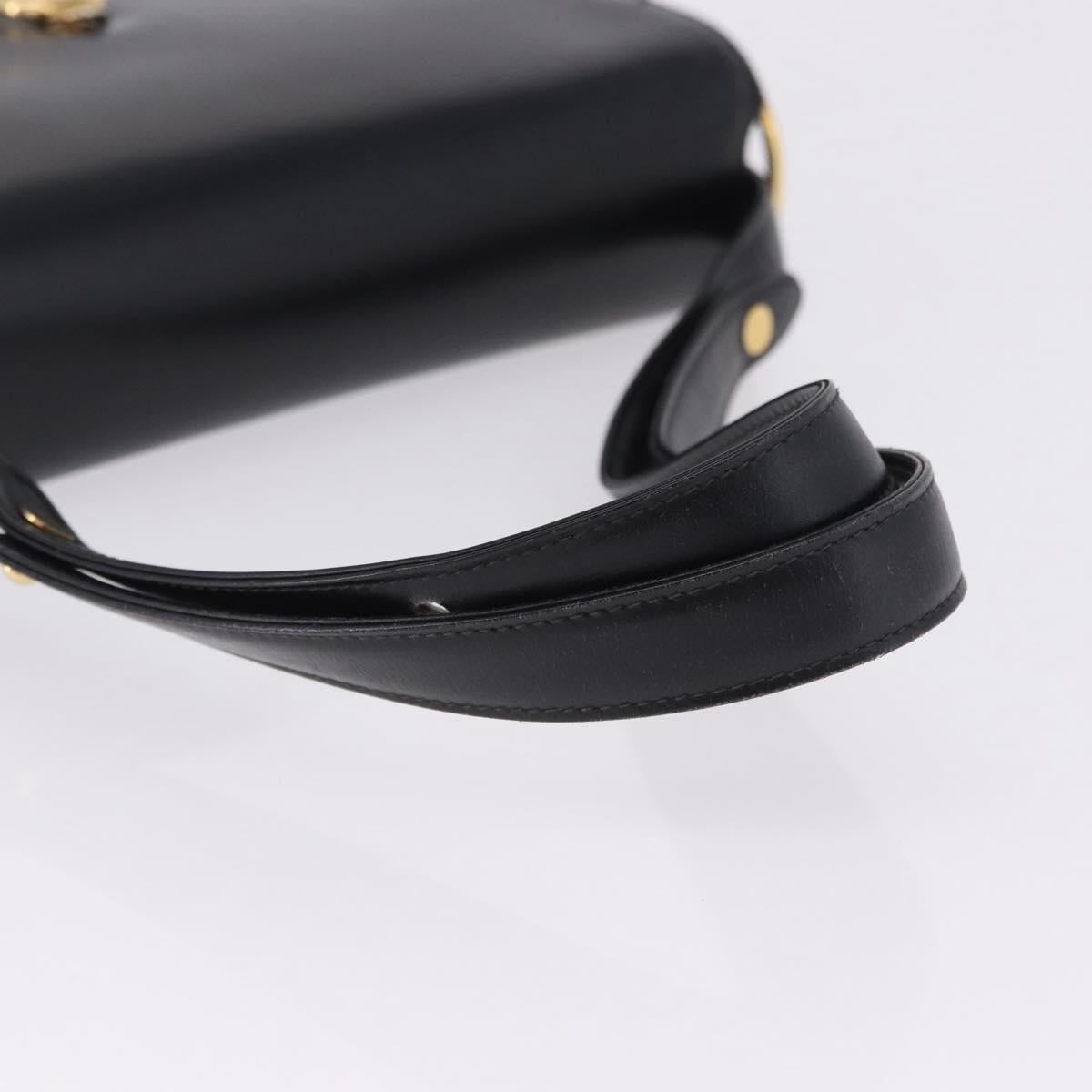 CELINE Shoulder Bag Leather Black Gold Auth 191038