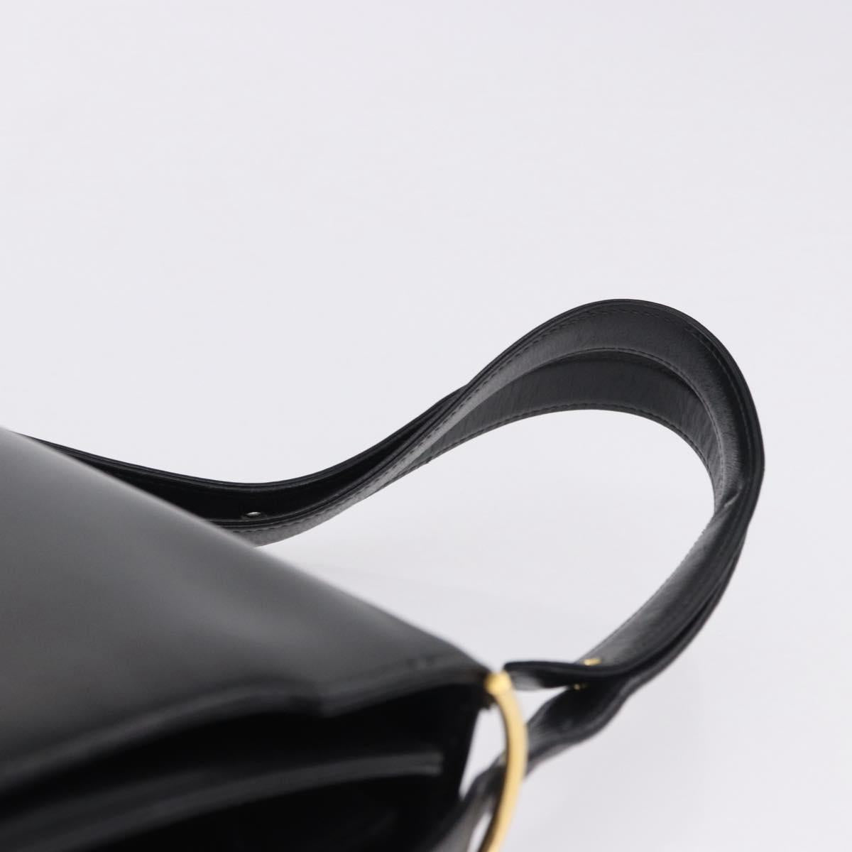 CELINE Shoulder Bag Leather Black Gold Auth 191038