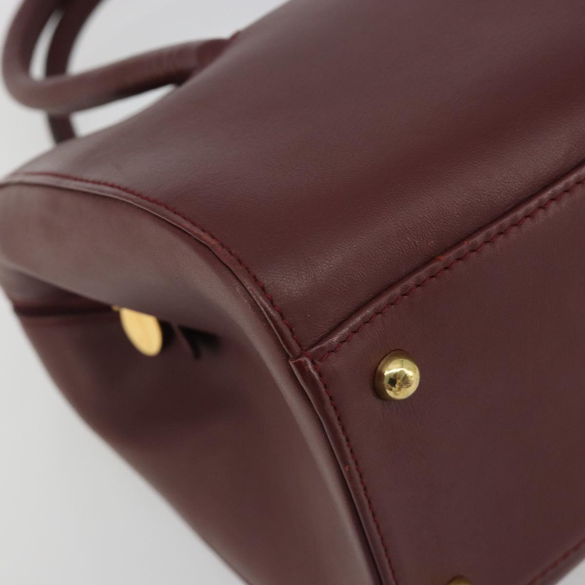 CARTIER Must Line Hand Bag Leather Bordeaux Gold Auth 191039A