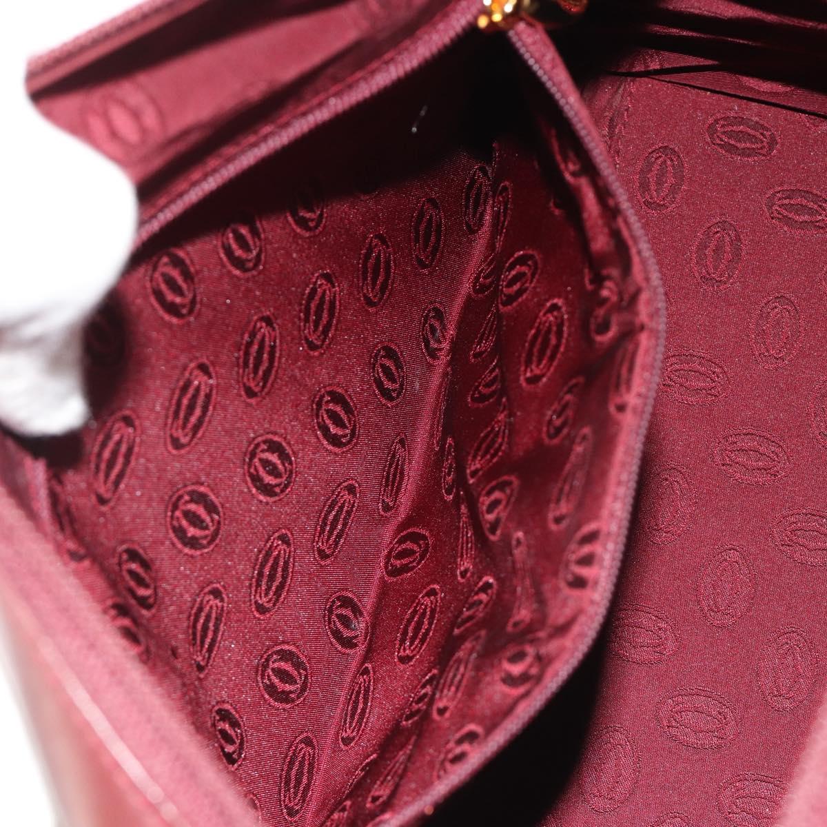 CARTIER Must Line Hand Bag Leather Bordeaux Gold Auth 191039A