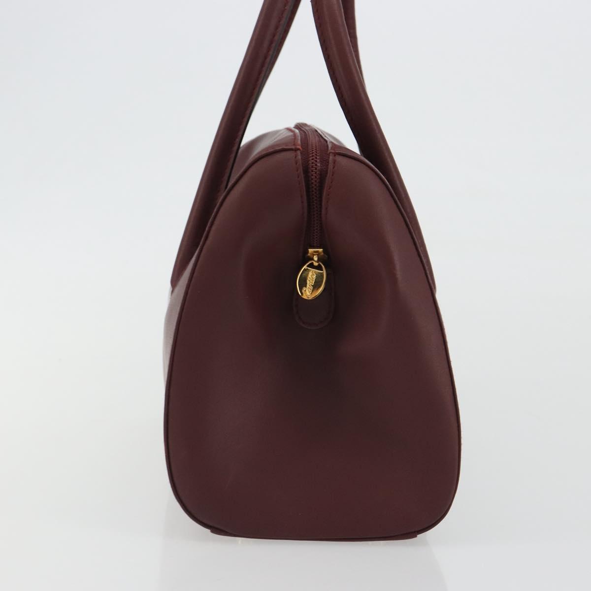 CARTIER Must Line Hand Bag Leather Bordeaux Gold Auth 191039A