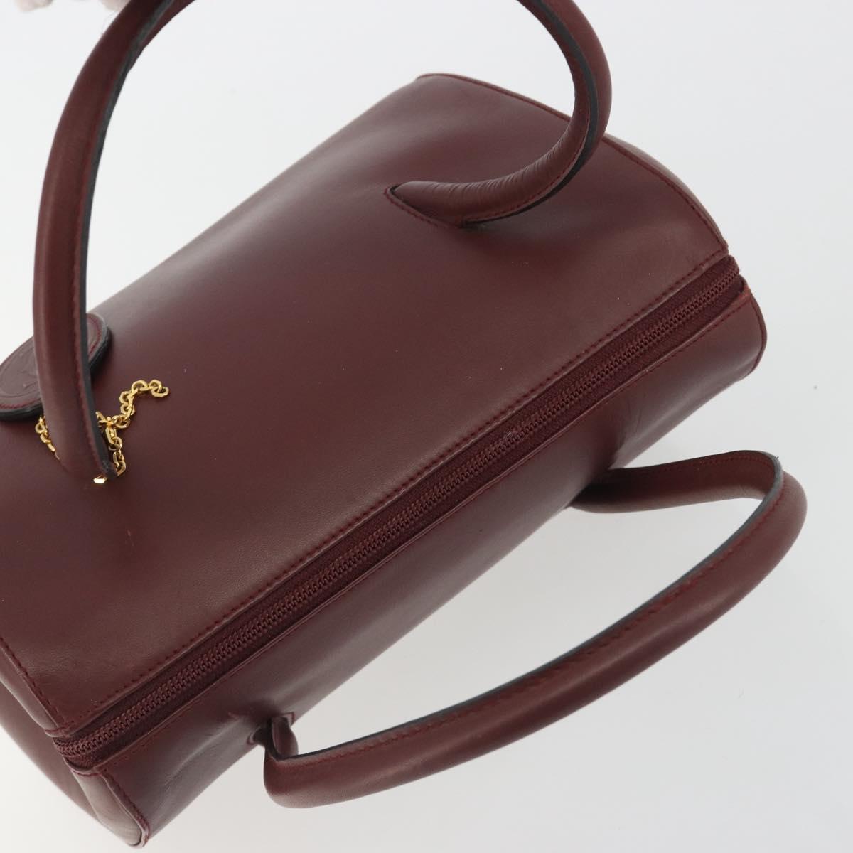 CARTIER Must Line Hand Bag Leather Bordeaux Gold Auth 191039A