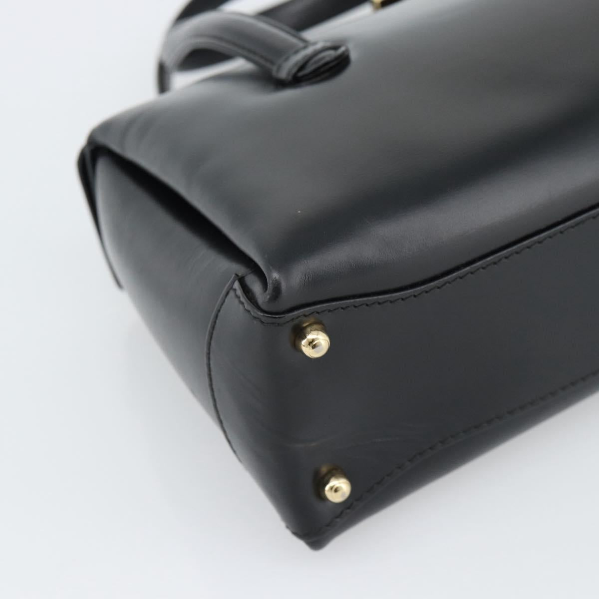 GUCCI Hand Bag Leather Black Gold 000 1448 0539 Auth 191040A