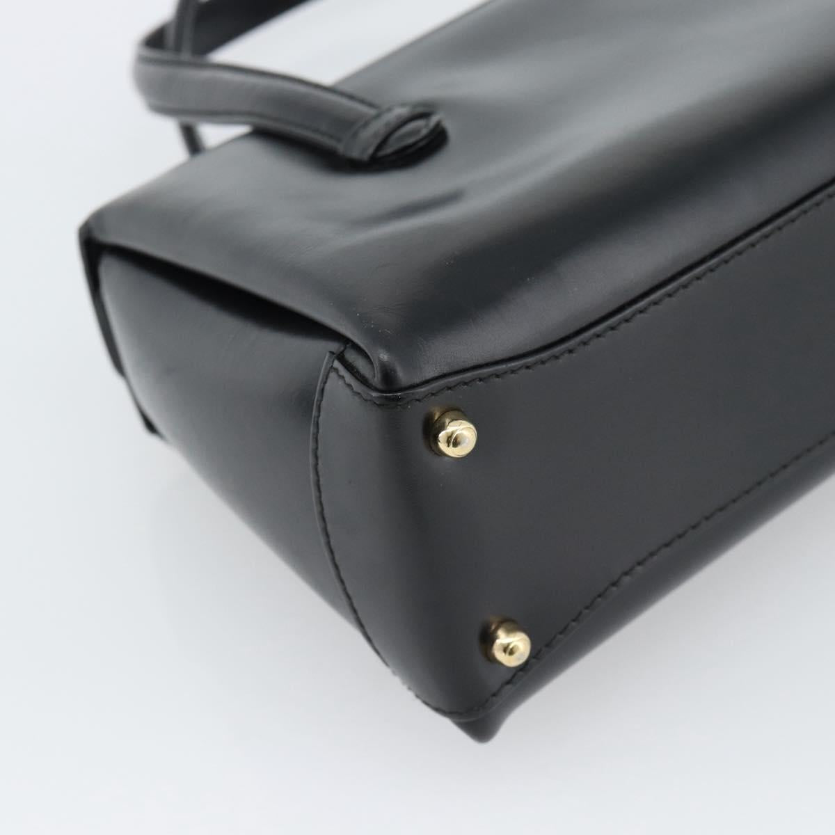 GUCCI Hand Bag Leather Black Gold 000 1448 0539 Auth 191040A